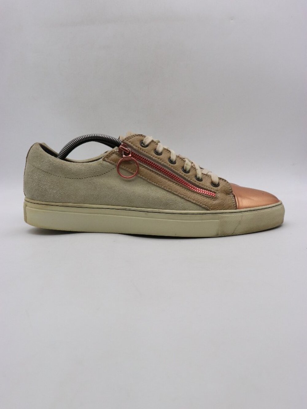 Lanvin Zipper Sneakers Men's Size UK 10 US 11 Suede Toe Cap Toe Low Top Italy